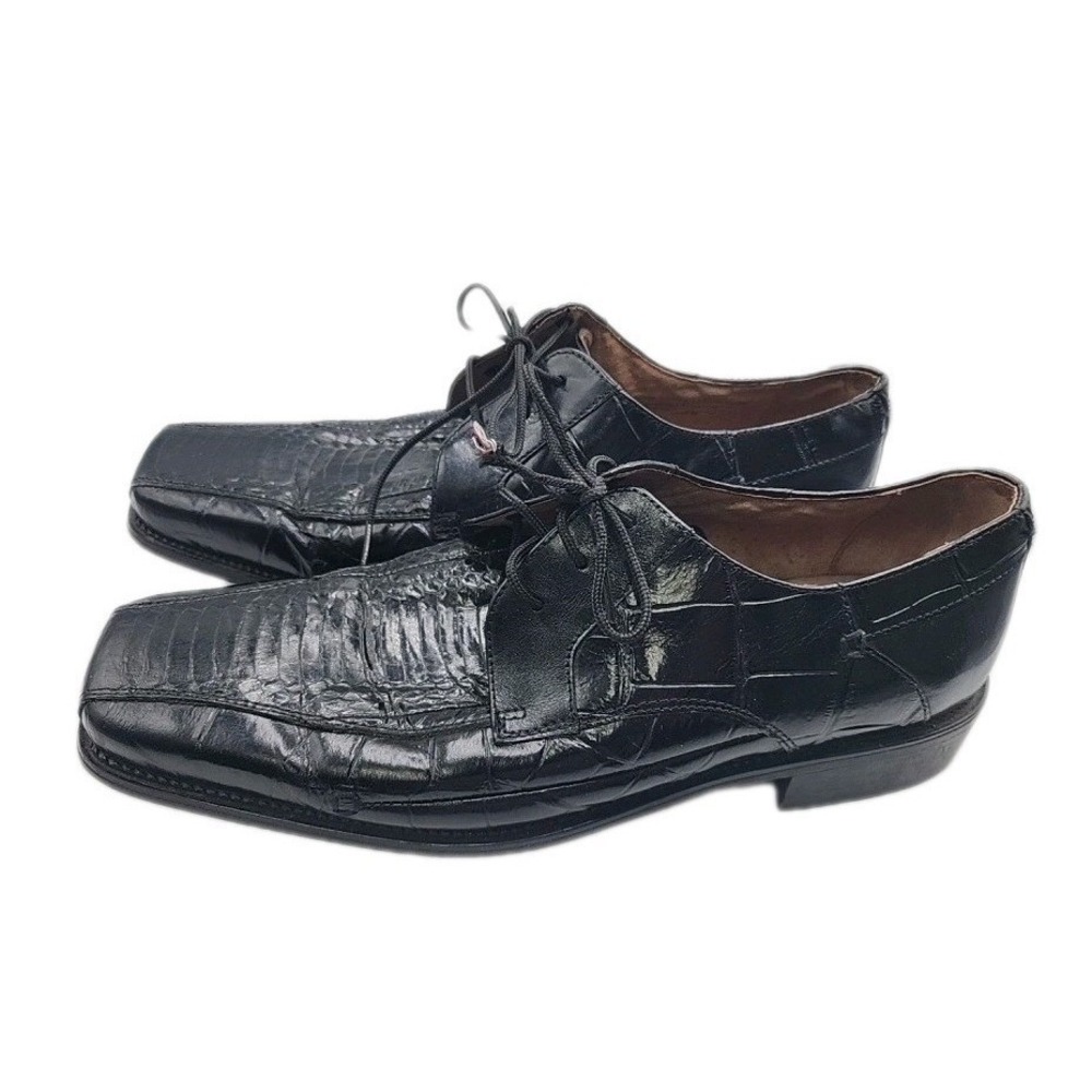 STACY ADAMS Genuine Snake Skin Leather Black Square Oxford Size 11.5